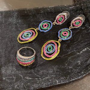 Crystal Earrings and Ring - Brand New